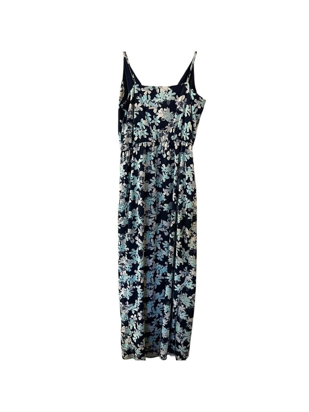 Banana Republic Faux Wrap Maxi Dress Floral Print Navy & Mint Size: 4 Petite - Picture 9 of 12